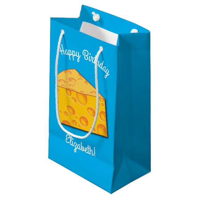 Cute Cheese Wedge Kids 1st Birthday Party Small Gift Bag (Front Angled)
