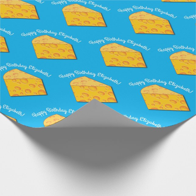 Cute Cheese Wedge Kids 1st Birthday Party Wrapping Paper (Corner)