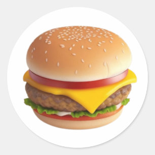 Cute Cheeseburger Illustration Classic Round Sticker