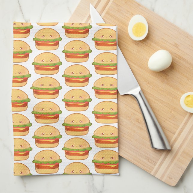 Cute Cheeseburger Kitchen Towel (Quarter Fold)