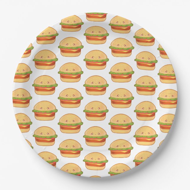 Cute Cheeseburger Paper Plate (Front)