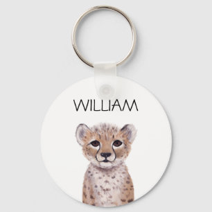 Cute Cheetah Cub Name  Keychain