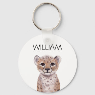 Cute Cheetah Cub Name  Keychain