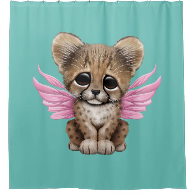 Cute Cheetah Cub with Fairy Wings on Pink (Front)