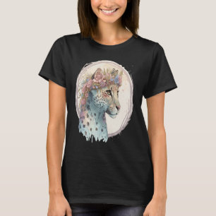 Cute Cheetah Flower Crown Floral Watercolor Animal T-Shirt