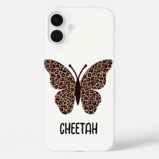 cute cheetah print butterfly iPhone 16 plus case
