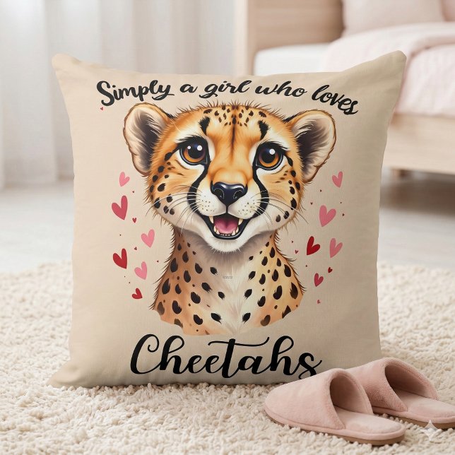 Cute Cheetah Safari Heart Wildlife Decor Throw Pillow (Cute Cheetah Safari Heart Wildlife Decor Throw Pillow Mockup A)