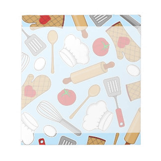 Cute Chef / Cook Love Pattern Blue Notepad