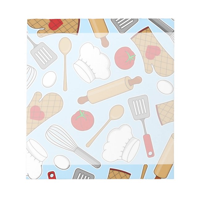 Cute Chef / Cook Love Pattern Blue Notepad (Front)