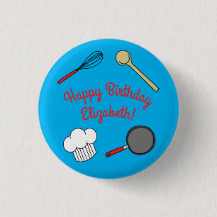 Cute Chef Cooking Kids 1st Birthday Party 1 Inch Round Button