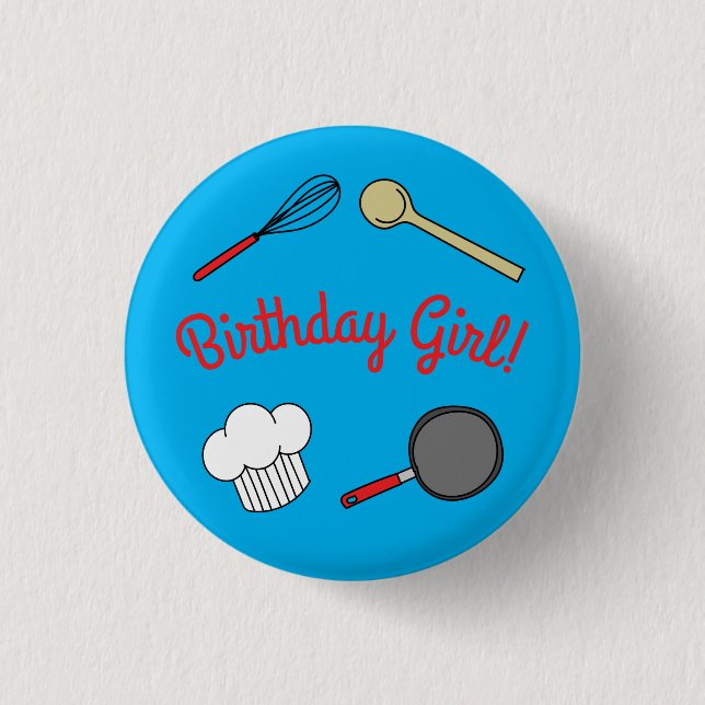Cute Chef Cooking Kids 1st Birthday Party 1 Inch Round Button (Front)