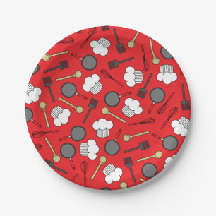 Cute Chef Cooking Kids 1st Birthday Party Paper Plate