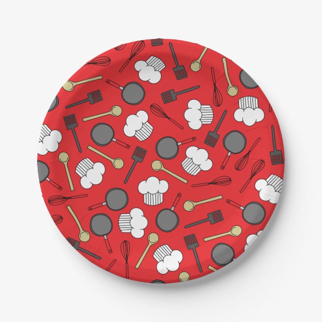 Cute Chef Cooking Kids 1st Birthday Party Paper Plate (Front)