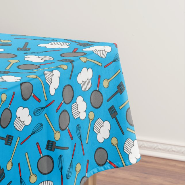 Cute Chef Cooking Kids 1st Birthday Party Tablecloth (In Situ)