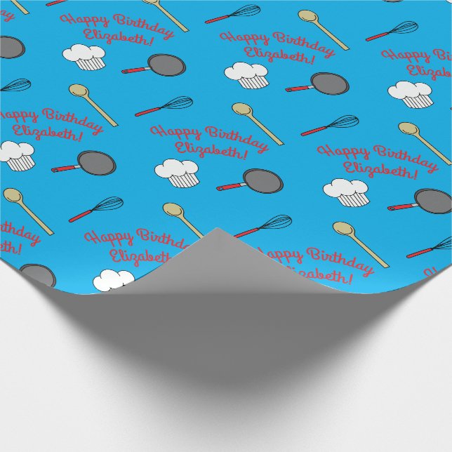Cute Chef Cooking Kids 1st Birthday Party Wrapping Paper (Corner)