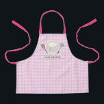 Cute Chef Cooking Personalized Pink Gingham Apron<br><div class="desc">Cute Chef Cooking Personalized Pink Gingham Apron for Kids. This personalized apron makes an awesome gift for any little aspiring chef. Perfect for your little helpers during cooking or baking.</div>
