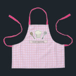 Cute Chef Cooking Personalized Pink Gingham Apron<br><div class="desc">Cute Chef Cooking Personalized Pink Gingham Apron for Kids. This personalized apron makes an awesome gift for any little aspiring chef. Perfect for your little helpers during cooking or baking.</div>