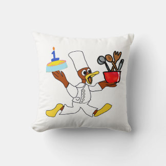 Cute Chef Ducky Kazoo Throw Pillow