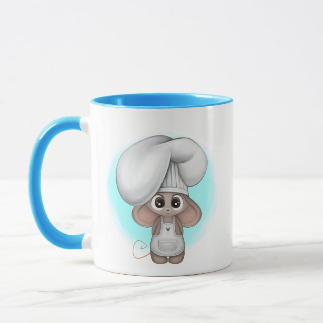 cute chef mouse add monogram mug (Left)