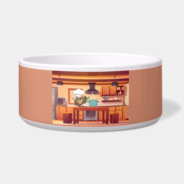 Cute Chef Owl Cooking in Kitchen (Front)