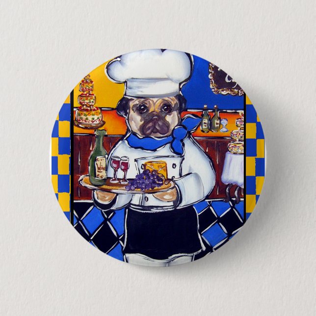 Cute Chef Pug 2 Inch Round Button (Front)