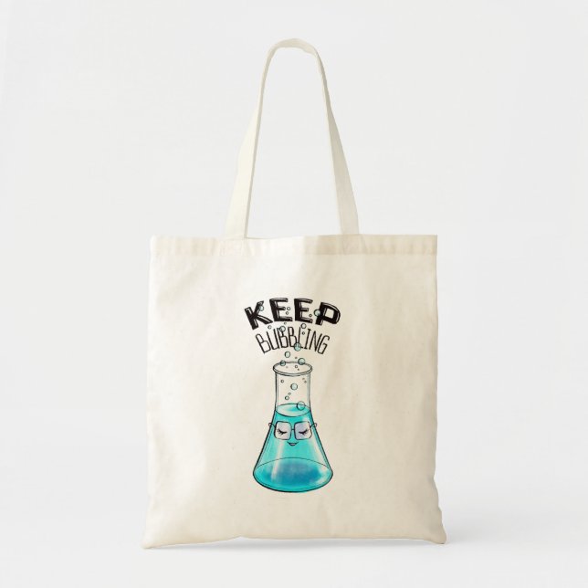 Cute Chemistry Funny Nerdy Lab Character Tote Bag (Front)