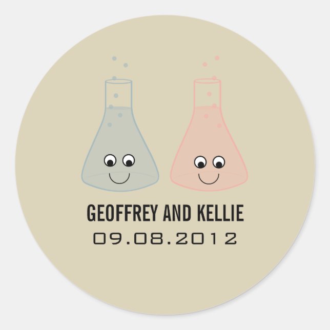 Cute Chemistry Wedding Stickers (Front)