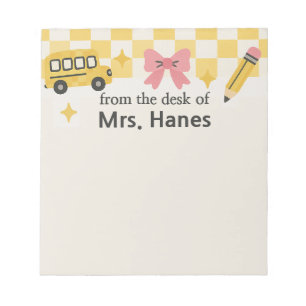 Cute Chequerboard Teacher Personalized Notepad