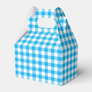 Cute Chequered Blue White Gingham Plaid Favor Box