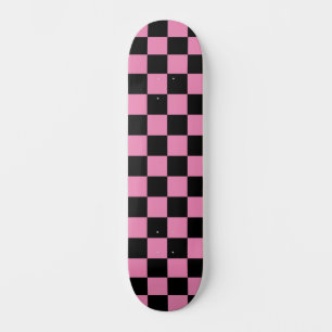 Cute Chequered (chequered) Pink and Black pattern  Skateboard
