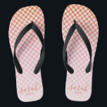 Cute Chequered Pink Orange Summer Flip Flops<br><div class="desc">Cute Chequered Pink Orange Summer Flip Flops</div>