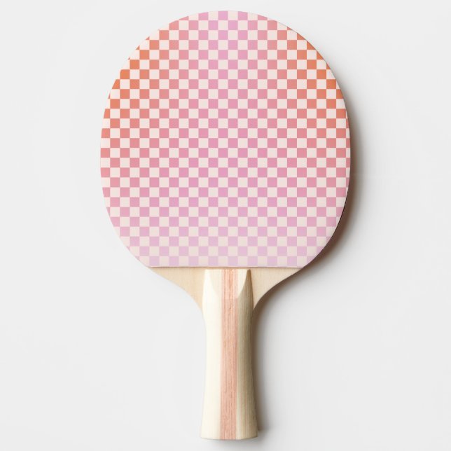 Cute Chequered Pink Orange Summer Ping Pong Paddle (Front)
