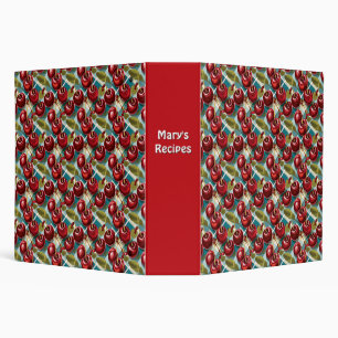 Cute Cherries Chequered Plaid Pattern Personalized Binder