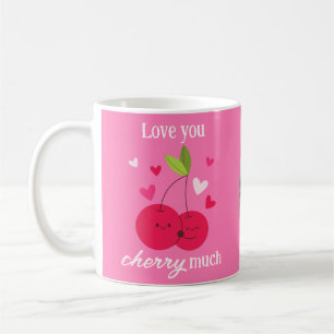 Cute Cherries Love Hearts Photo Valentines Pink Coffee Mug