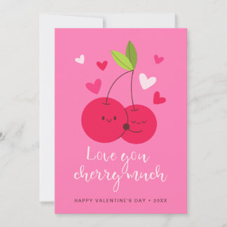 Cute Cherries Love Hearts Valentine's Day Holiday Card