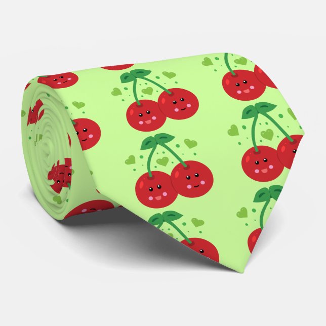Cute Cherries Tie (Rolled)