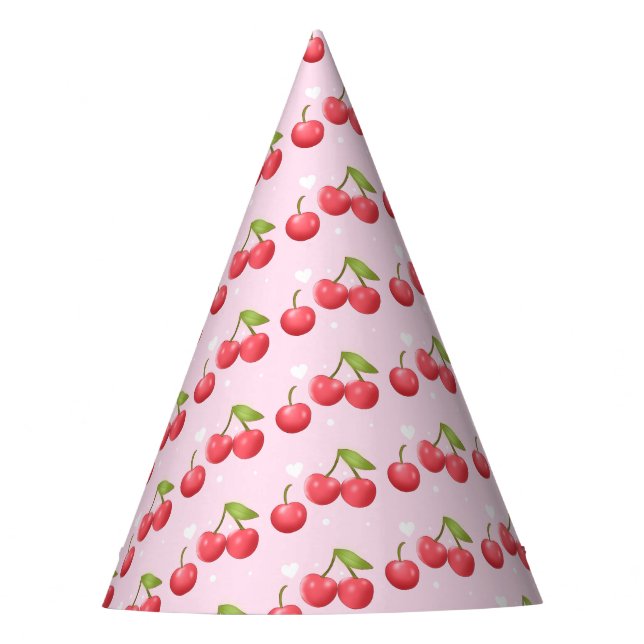 Cute Cherry 1st Birthday Party Hat (Front)