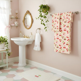 Cute Cherry and Bow Pattern Sweet Aesthetic 