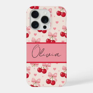 Cute Cherry Bow Coquette iPhone 15 Pro Case