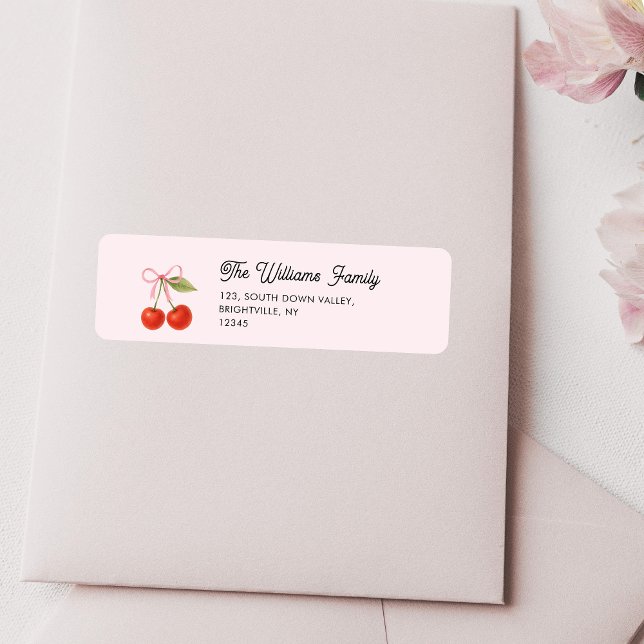 Cute Cherry Bow Coquette return address  (Cute Cherry Bow Coquette return address Label)