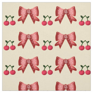 Cute Cherry Bow Seamless Pattern Pink Aesthetic Ka Fabric