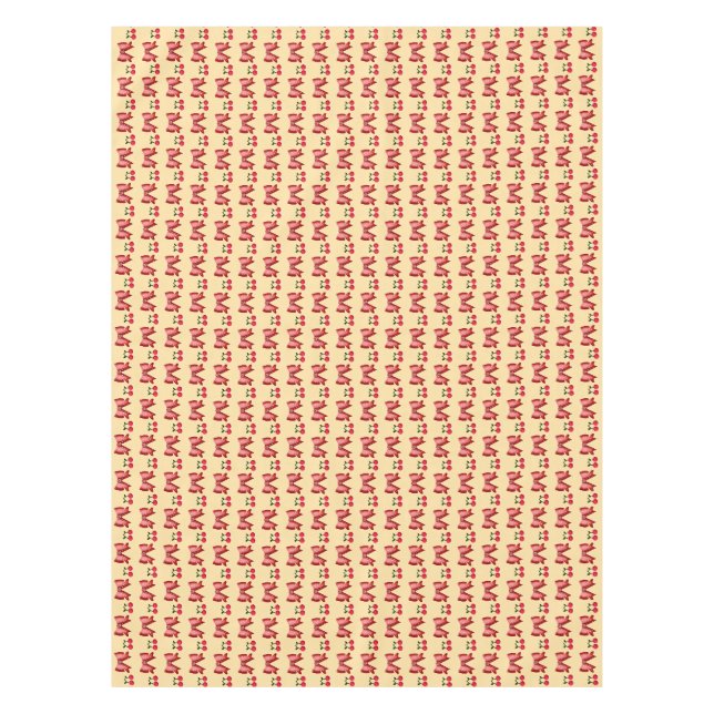Cute Cherry Bow Seamless Pattern Pink Aesthetic Ka Tablecloth (Front)