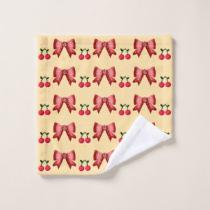 Cute Cherry Bow Seamless Pattern Pink Aesthetic Ka Wash Cloth