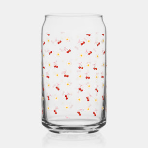Cute Cherry bow with floral Can Glass