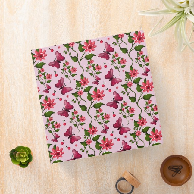 Cute Cherry Butterfly Pattern, Glossy Kawaii Fruit Binder (In Situ)