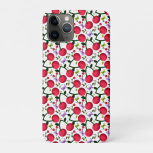 Cute Cherry Butterfly Pattern, Glossy Kawaii Fruit iPhone 11 Pro Case