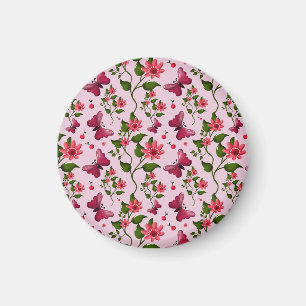 Cute Cherry Butterfly Pattern, Glossy Kawaii Fruit Magnet