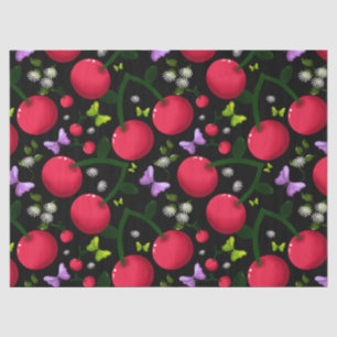 Cute Cherry Butterfly Pattern, Glossy Kawaii Fruit Tissue Paper