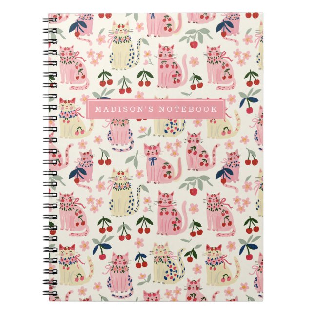 Cute Cherry Cat Notebook (Front)