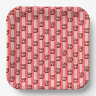 Cute Cherry Chocolate Teddy Bear Paper Plate
